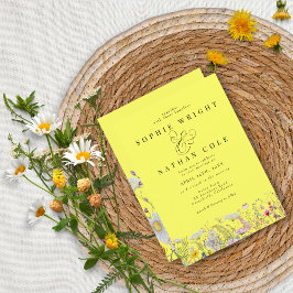 Invitación Boda de Boho Amarillo Lemon de verano primavera