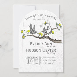 Invitación Boda de Boho amarillo y gris brillante de iluminac