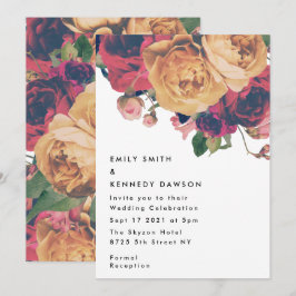 Invitación Boda de Boho Botánico Moderno Rojo Floral