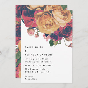 Invitación Boda de Boho Botánico Moderno Rojo Floral