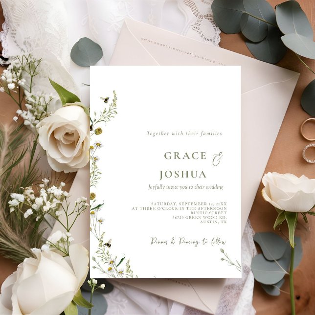 Invitación Boda de Boho Daisy Beidge Wildflower (Subido por el creador)