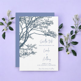 Invitación Boda de Boho de árbol único azul