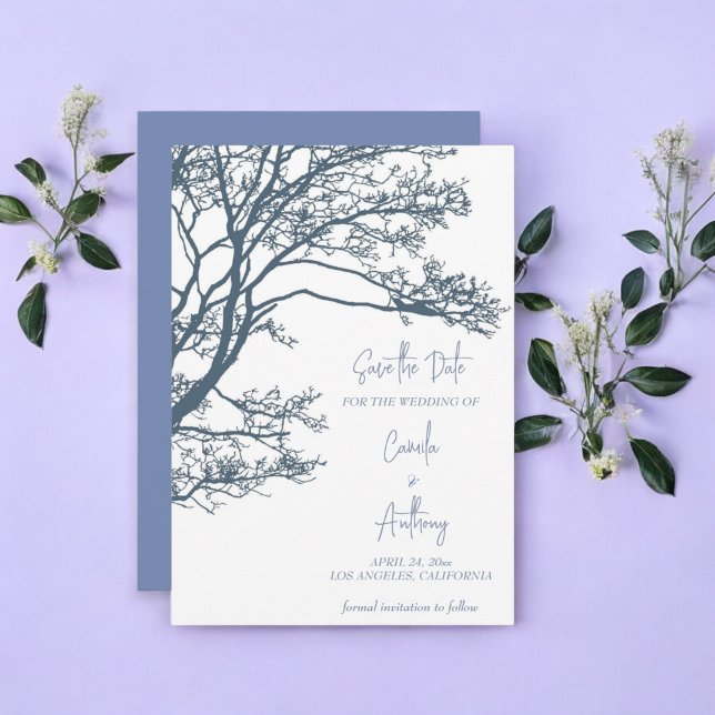 Invitación Boda de Boho de árbol único azul (Subido por el creador)