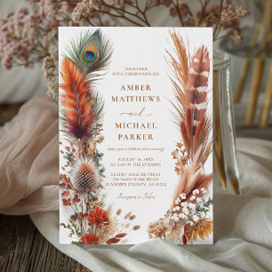 Invitación Boda de Boho Desert Feather Pampas