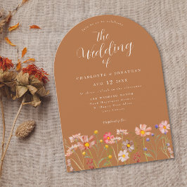 Invitación Boda de Boho Fall Wildflower Terracotta
