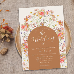 Invitación Boda de Boho Fall Wildflower Terracotta