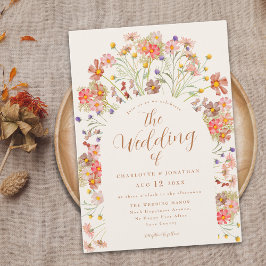 Invitación Boda de Boho Fall Wildflower Terracotta