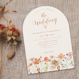 Invitación Boda de Boho Fall Wildflower Terracotta