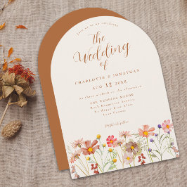 Invitación Boda de Boho Fall Wildflower Terracotta