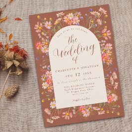Invitación Boda de Boho Fall Wildflower Terracotta Beige