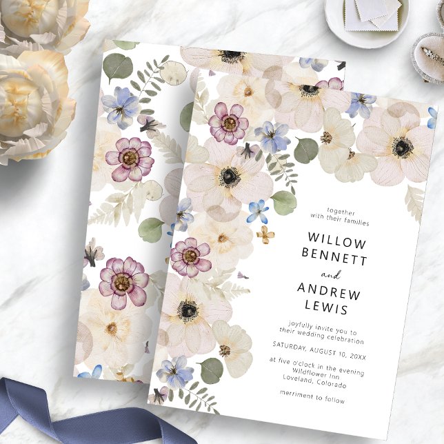 Invitación Boda de Boho floral botánico moderno (Modern Botanical Floral Boho Wedding Invitation by Painted Paperie
)