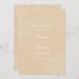 Invitación Boda de Boho floral de la esquina blanca beige