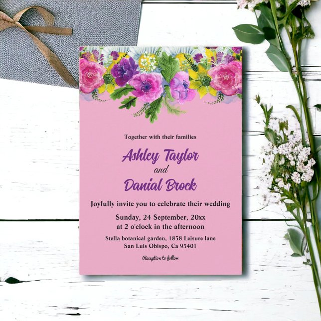 Invitación Boda de Boho Floral en el país botánico de Rubor B (Subido por el creador)