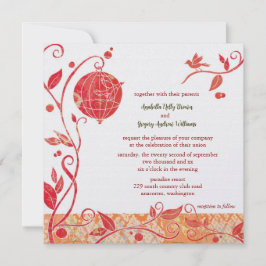 Invitación Boda De Boho Refinado Sobre El Tema De Las Aves