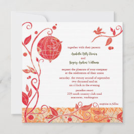 Invitación Boda De Boho Refinado Sobre El Tema De Las Aves