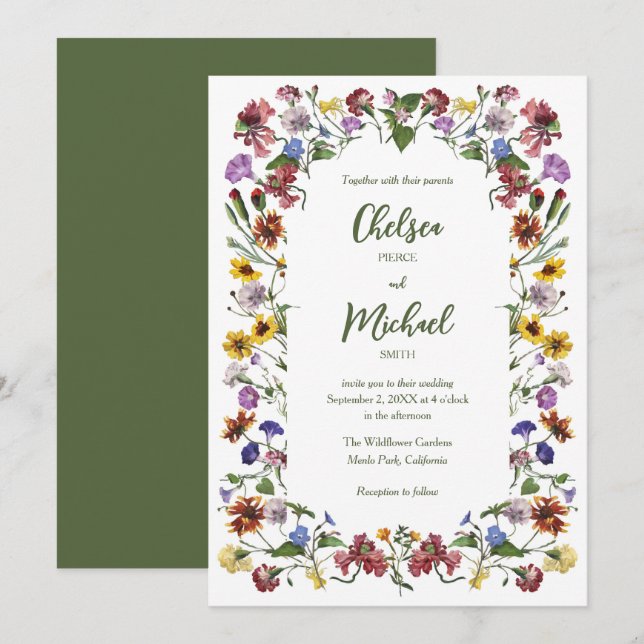 Invitación Boda de Boho Rústico con Flor de Flor (Anverso / Reverso)
