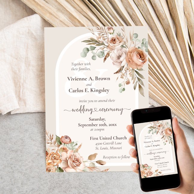 Invitación Boda de Boho Rústico de Tono de Tierra Ligera (Subido por el creador)