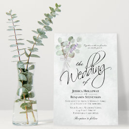 Invitación Boda de Boho Rústico Eucalyptus & Lavender Bouquet