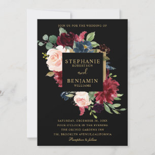 Invitación Boda de Boho Rústico Floral de la Marina Roja de B