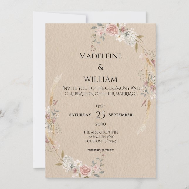 Invitación Boda de Boho Rústico Vintage (Anverso)