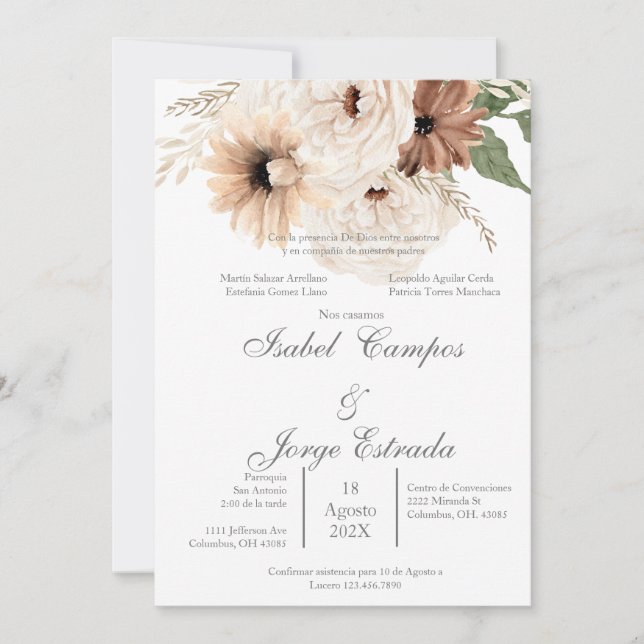 Invitación Boda de Boho terracota (Anverso)