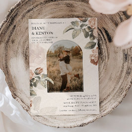 Invitación Boda de Boho Terracota Rosa y Follaje Sage |