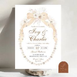 Invitación Boda de Boho White Ivory Coquette Rosas