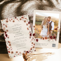 Boda de Boho Wildflower Photo QR Code RSVP