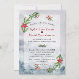 Invitación Boda de bolas de Navidades de invierno de Pine Ber