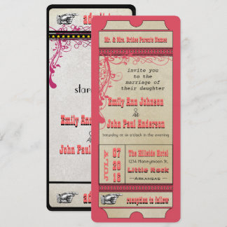 Invitación Boda de boletos de la lista de reproducción Raspbe