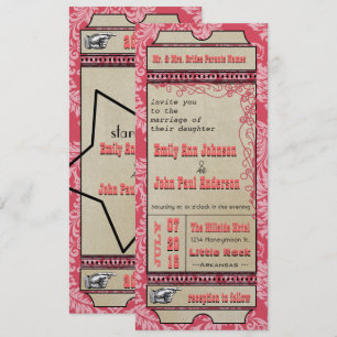 Invitación Boda de boletos de la Playbill de Broadway Rosa