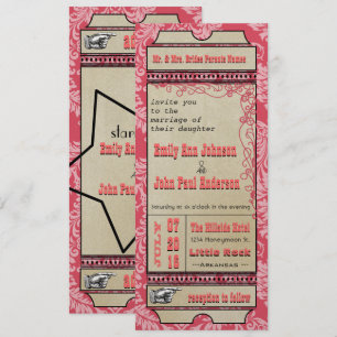 Invitación Boda de boletos de la Playbill de Broadway Rosa