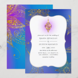 Invitación Boda de Bollywood Árabe con Hojas de Oro