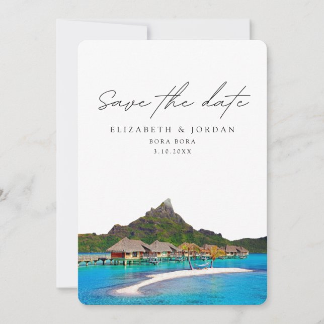 Invitación Boda de Bora Bora Guardar la fecha (Anverso)