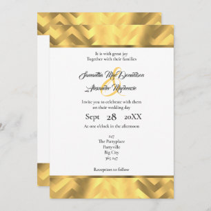 Invitación Boda de borde de chevron de oro