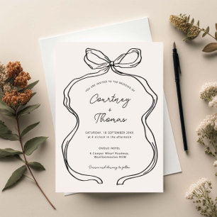 Invitación Boda de borde de cinta de mano dibujado de forma c