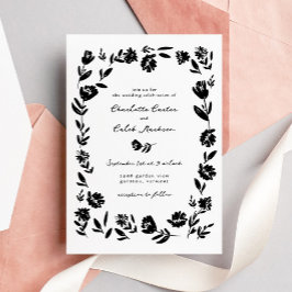 Invitación Boda de borde de flor caprichoso con mano