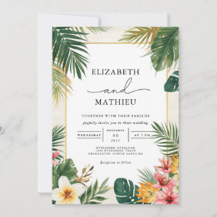 Invitación Boda de borde de hoja tropical