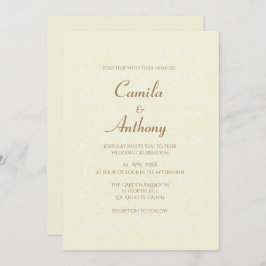 Invitación Boda de borde de impresión de patrón floral blanco