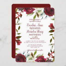 Invitación Boda de borde de invierno de color de agua de la m