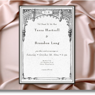 Invitación Boda de borde de línea gótica vintage