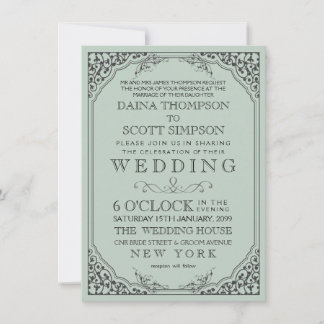Invitación Boda de borde de marco elegante de filigrana vinta