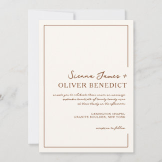 Invitación Boda de borde de óxido de Moda mínima moderna