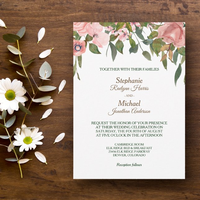 Invitación Boda de borde de Rosa de Rubor (Subido por el creador)