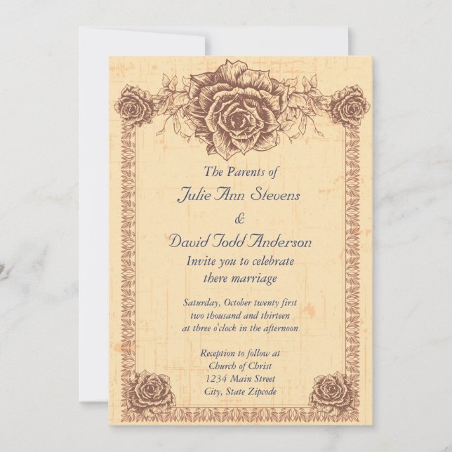 Invitación Boda de borde de Rosa masculino (Anverso)