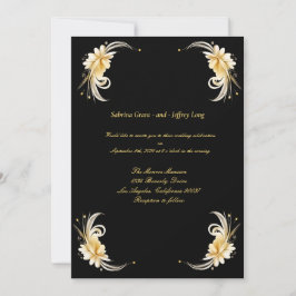 Invitación Boda de borde dorado de hoja floral
