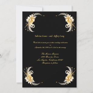 Invitación Boda de borde dorado de hoja floral