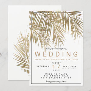 Invitación Boda de borde elegante de palmera dorada moderna