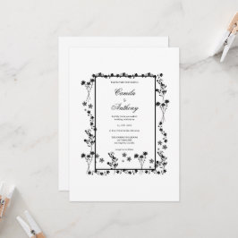 Invitación Boda de borde floral blanco