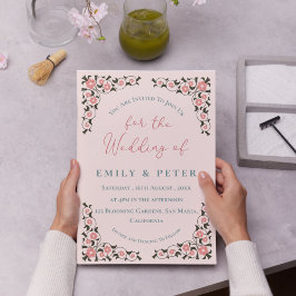 Invitación Boda de borde floral de marco de inspiración orien